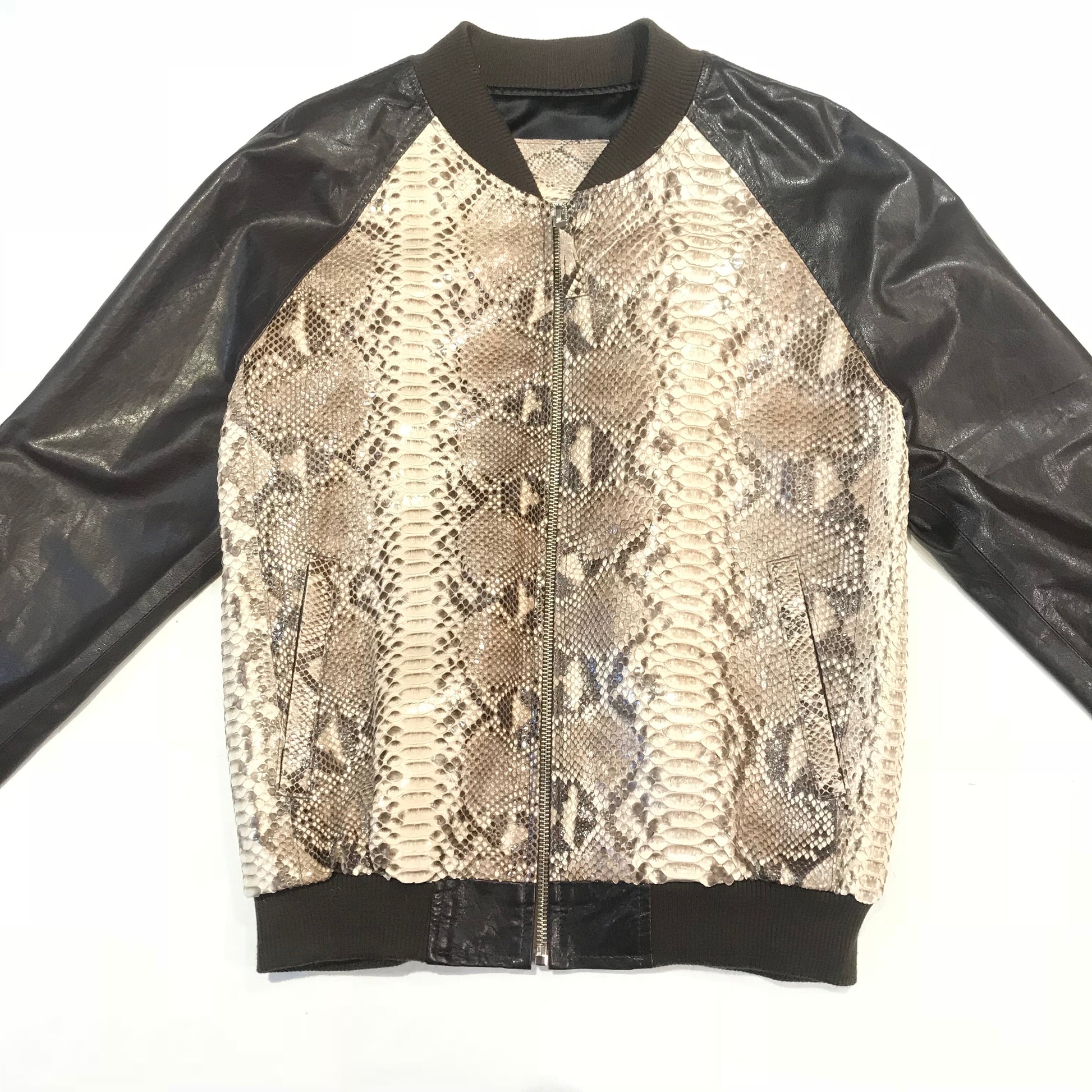 Kashani Dark Brown Natural Python Bomber Jacket – Dudes Boutique