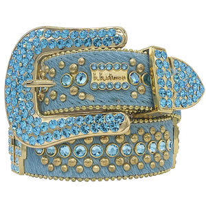 b.b. Simon Aqua Gold Cross Zafirah Pony Crystal Belt - Dudes Boutique