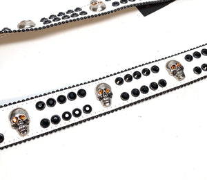 b.b. Simon White Black Skull Double Row Crystal Belt - Dudes Boutique