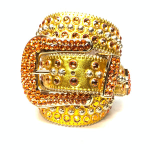 b.b. Simon Gold Fire Double Row Studded Crystal Belt - Dudes Boutique