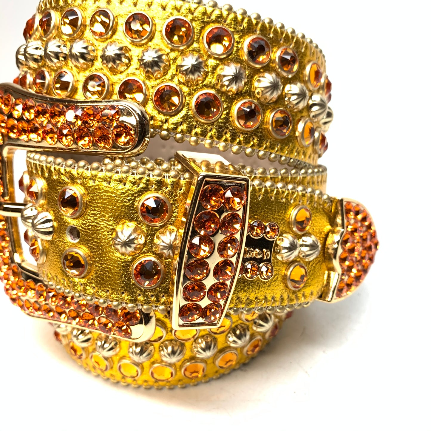 b.b. Simon Gold Fire Double Row Studded Crystal Belt - Dudes Boutique