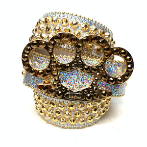 b.b. Simon Knuckle Gold Multi Crystal Belt - Dudes Boutique