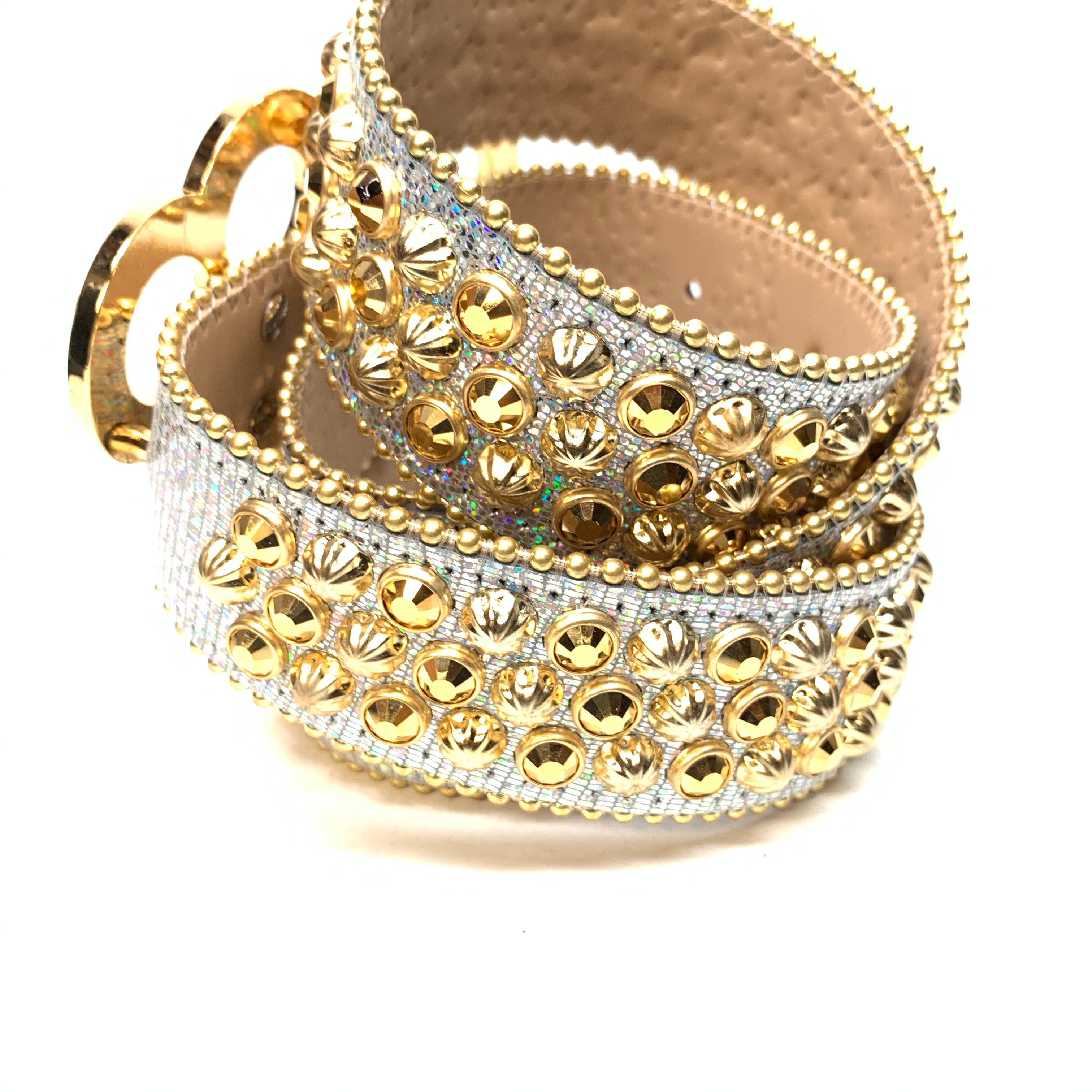 b.b. Simon Knuckle Gold Multi Crystal Belt - Dudes Boutique