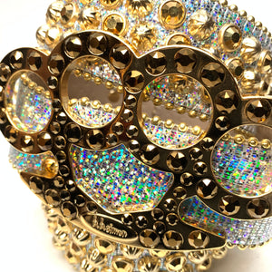 b.b. Simon Knuckle Gold Multi Crystal Belt - Dudes Boutique