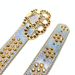 b.b. Simon Knuckle Gold Multi Crystal Belt - Dudes Boutique