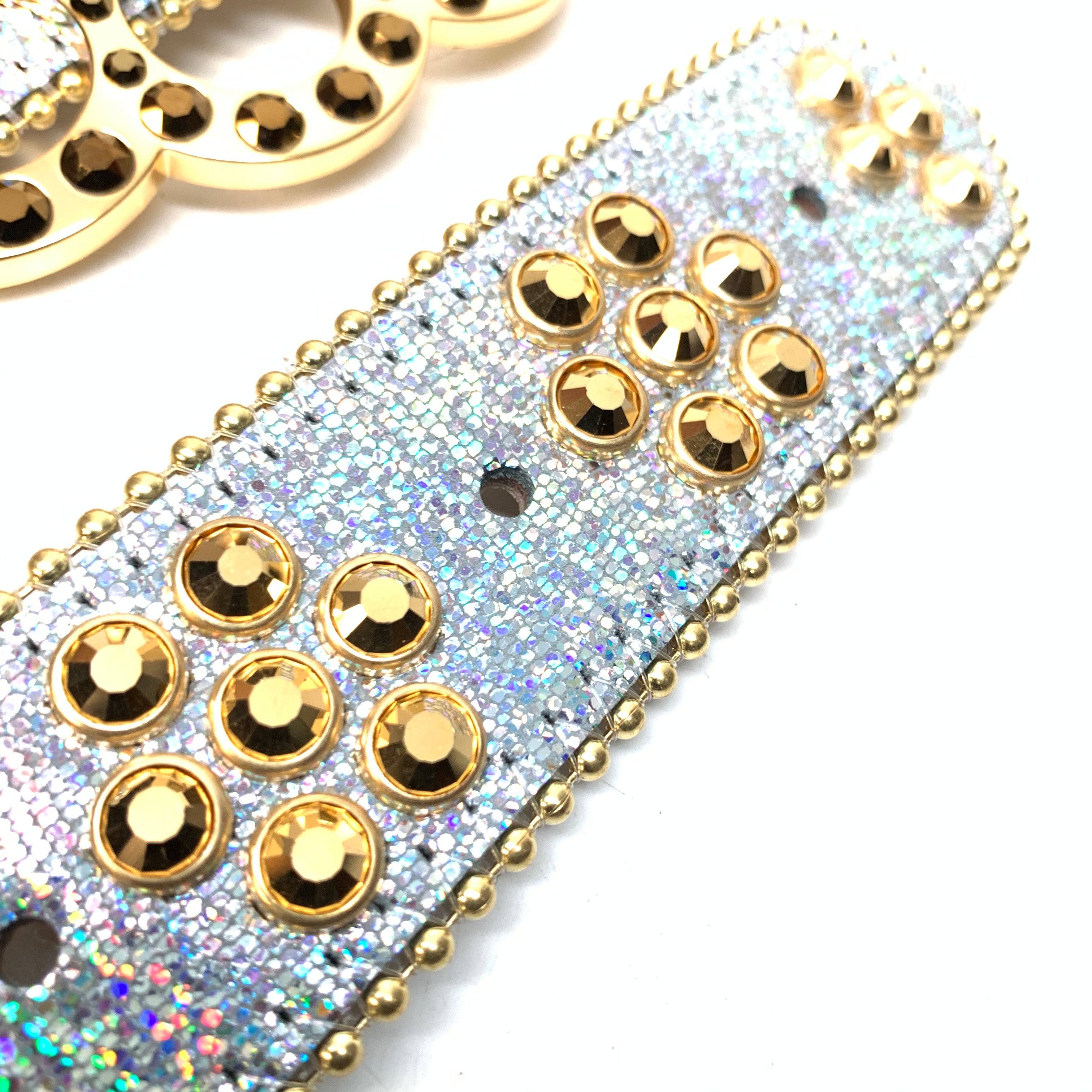 b.b. Simon Knuckle Gold Multi Crystal Belt - Dudes Boutique