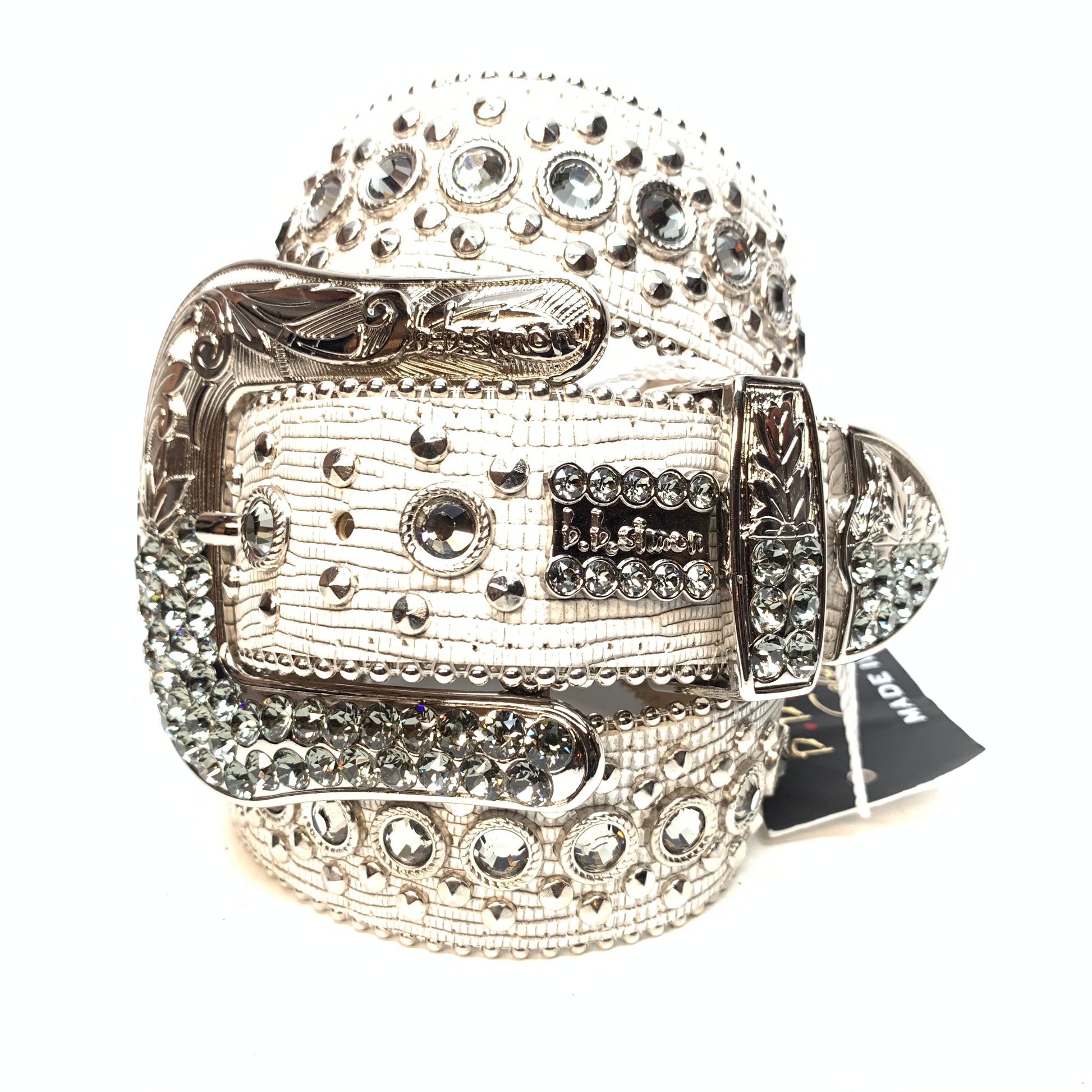 b.b. Simon Lizard Fleur-de-lis Crystal Belt - Dudes Boutique