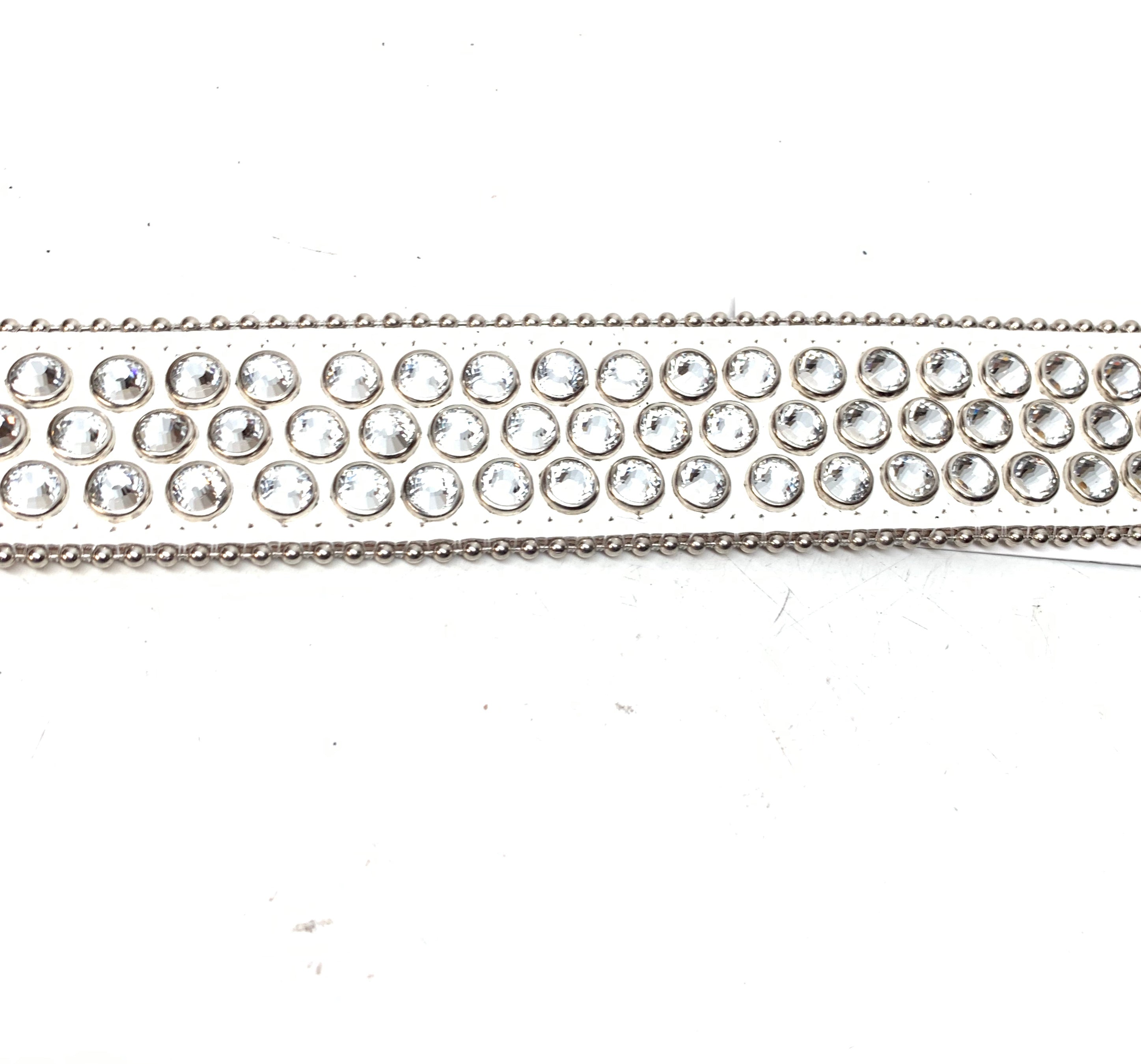 b.b. Simon White Silver 3-Row Crystal Belt - Dudes Boutique