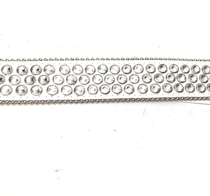 b.b. Simon White Silver 3-Row Crystal Belt - Dudes Boutique