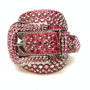 b.b. Simon Wine Red Crystal Belt - Dudes Boutique