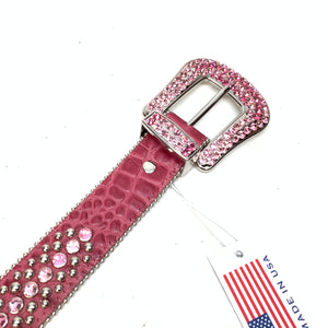 b.b. Simon Wine Red Crystal Belt - Dudes Boutique