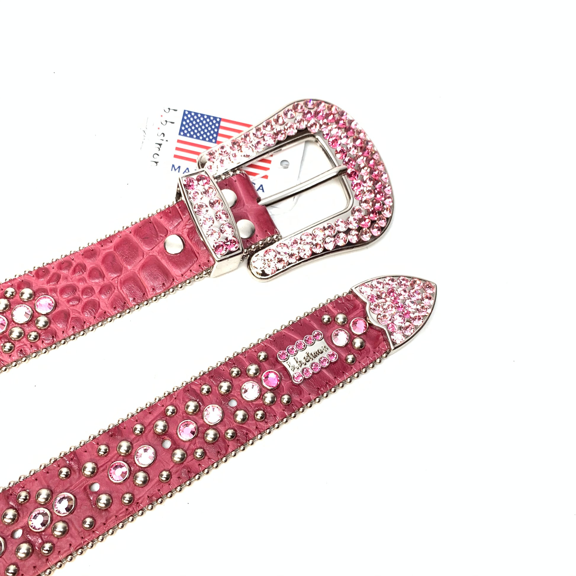 b.b. Simon Wine Red Crystal Belt - Dudes Boutique
