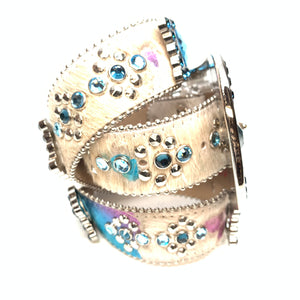 b.b. Simon Cream Big Block Pony Crystal Belt - Dudes Boutique