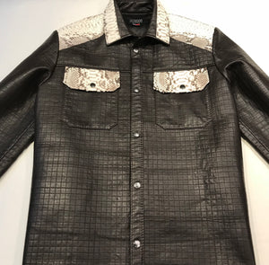 Kashani Natural Quilted Python Snake Button Up Jacket - Dudes Boutique