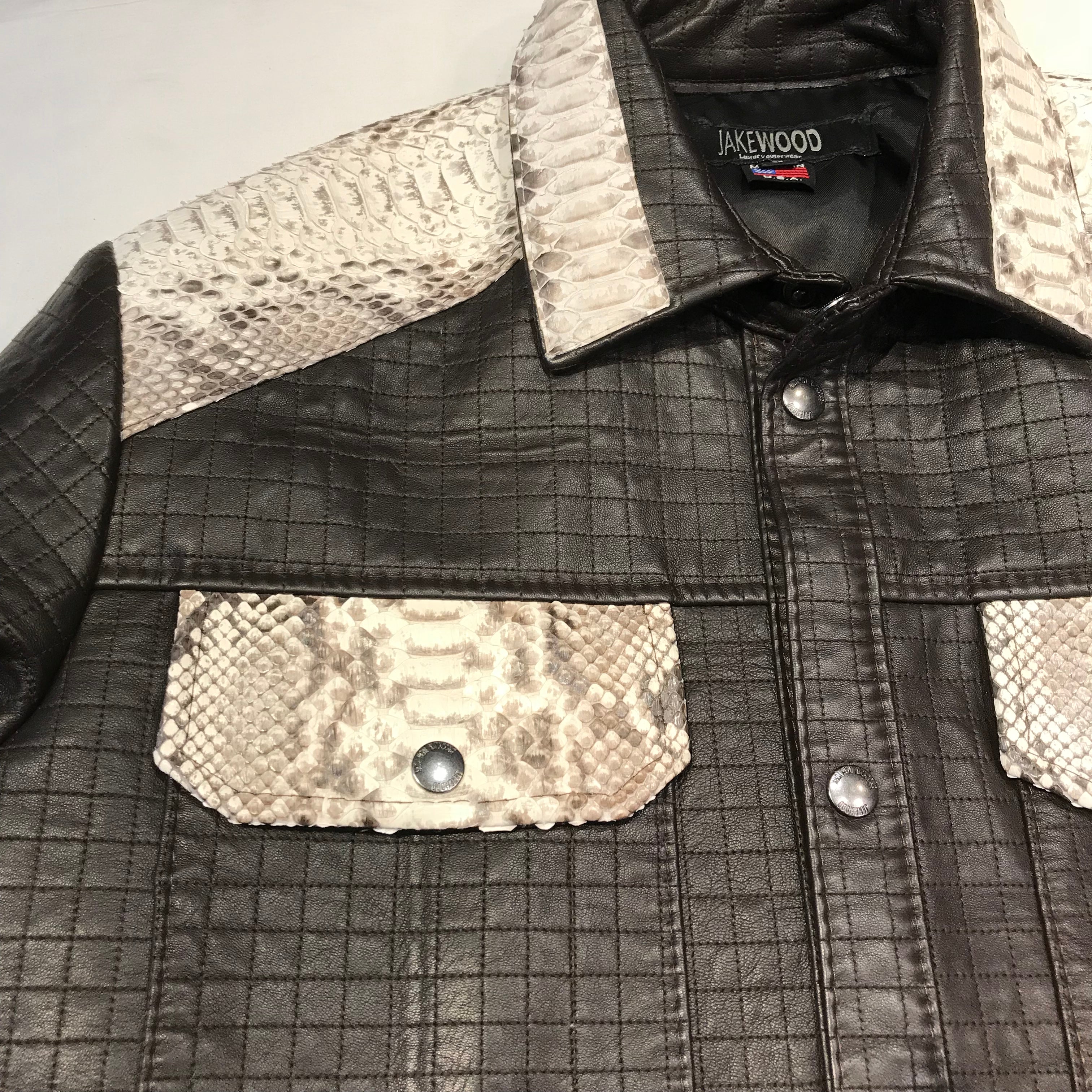 Kashani Natural Quilted Python Snake Button Up Jacket - Dudes Boutique