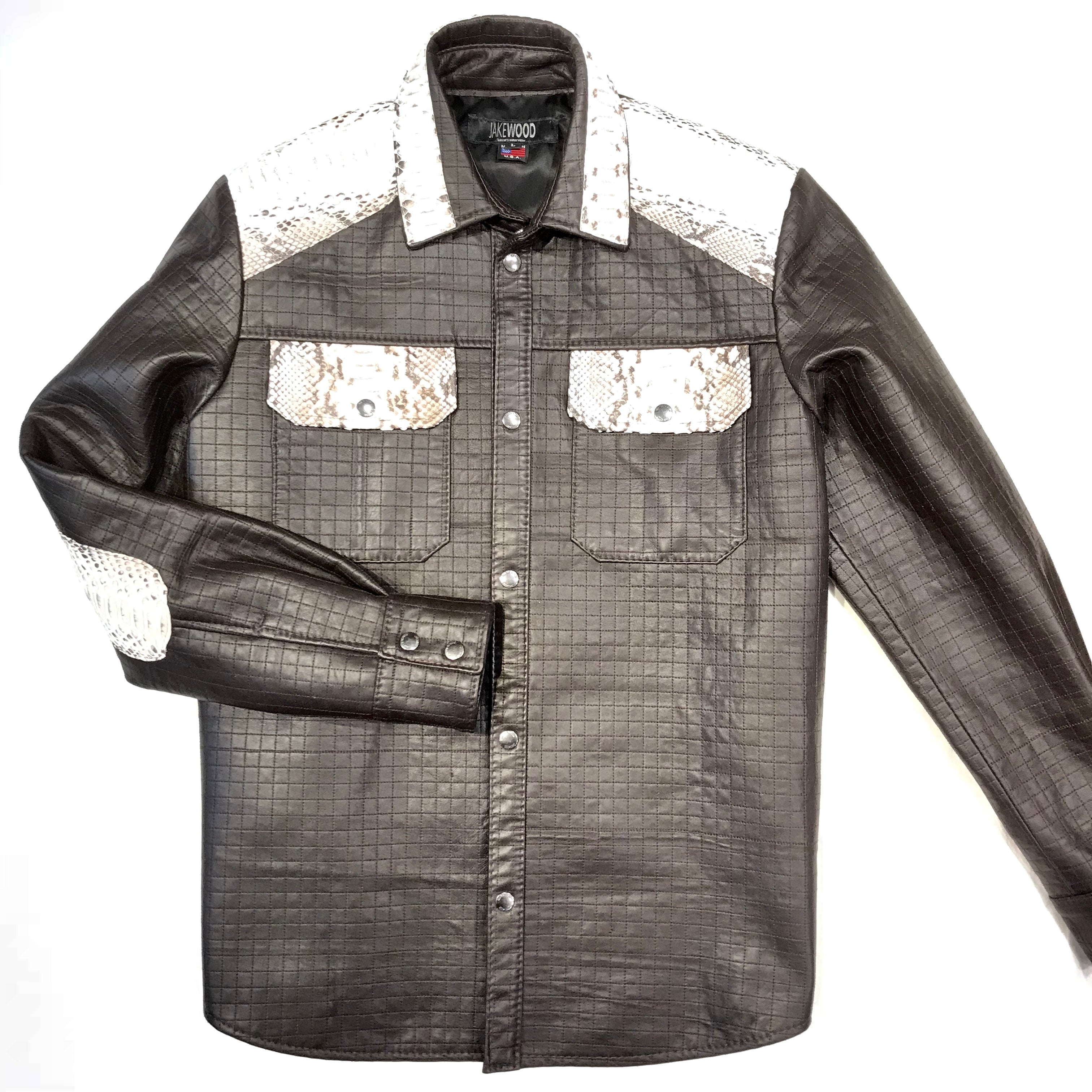 Kashani Natural Quilted Python Snake Button Up Jacket - Dudes Boutique