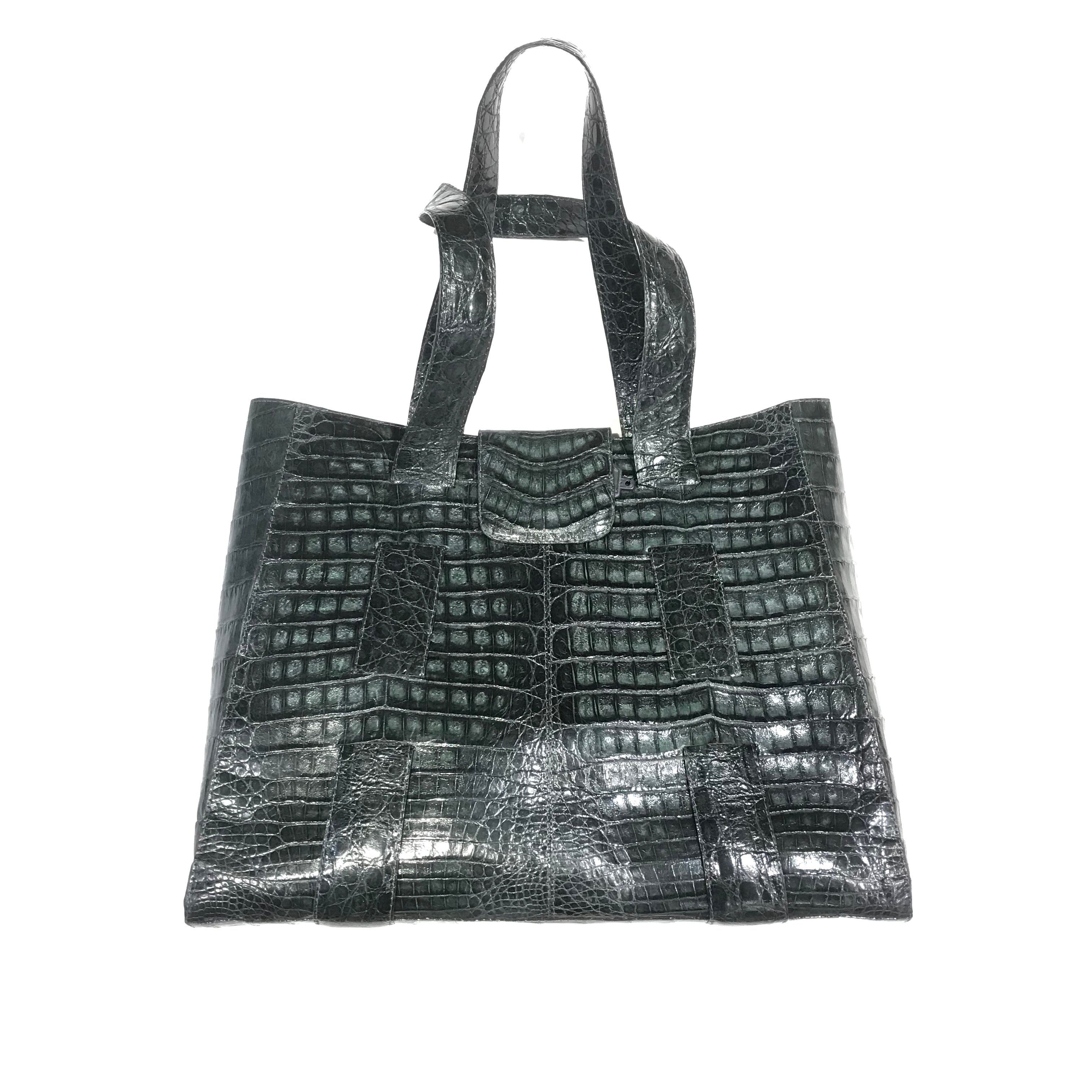 Kashani Forest Green All Over Alligator Purse Handbag - Dudes Boutique