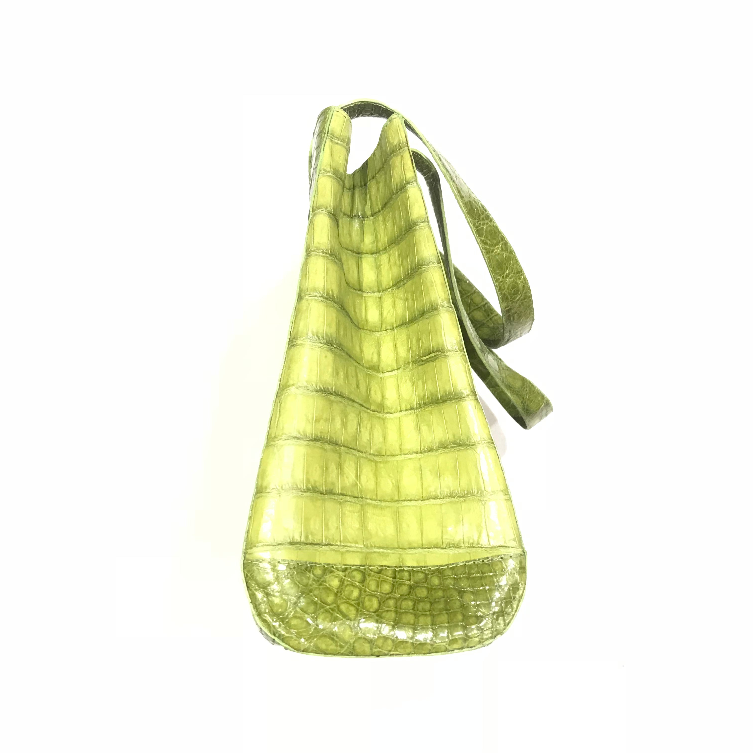 Kashani Lime Green All Over Alligator Purse Handbag - Dudes Boutique