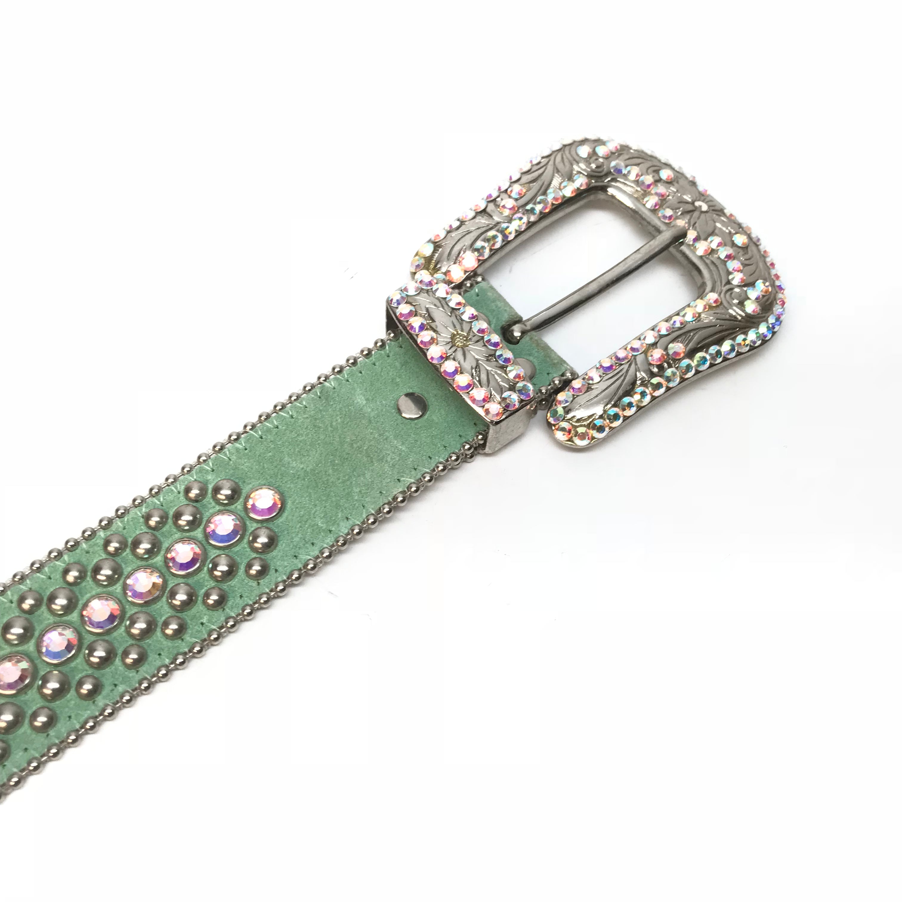 b.b. Simon 'Mint' Suede Crystal Belt - Dudes Boutique