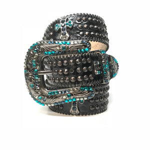 b.b. Simon 'Cross Tripe Studded' Crystal Belt - Dudes Boutique