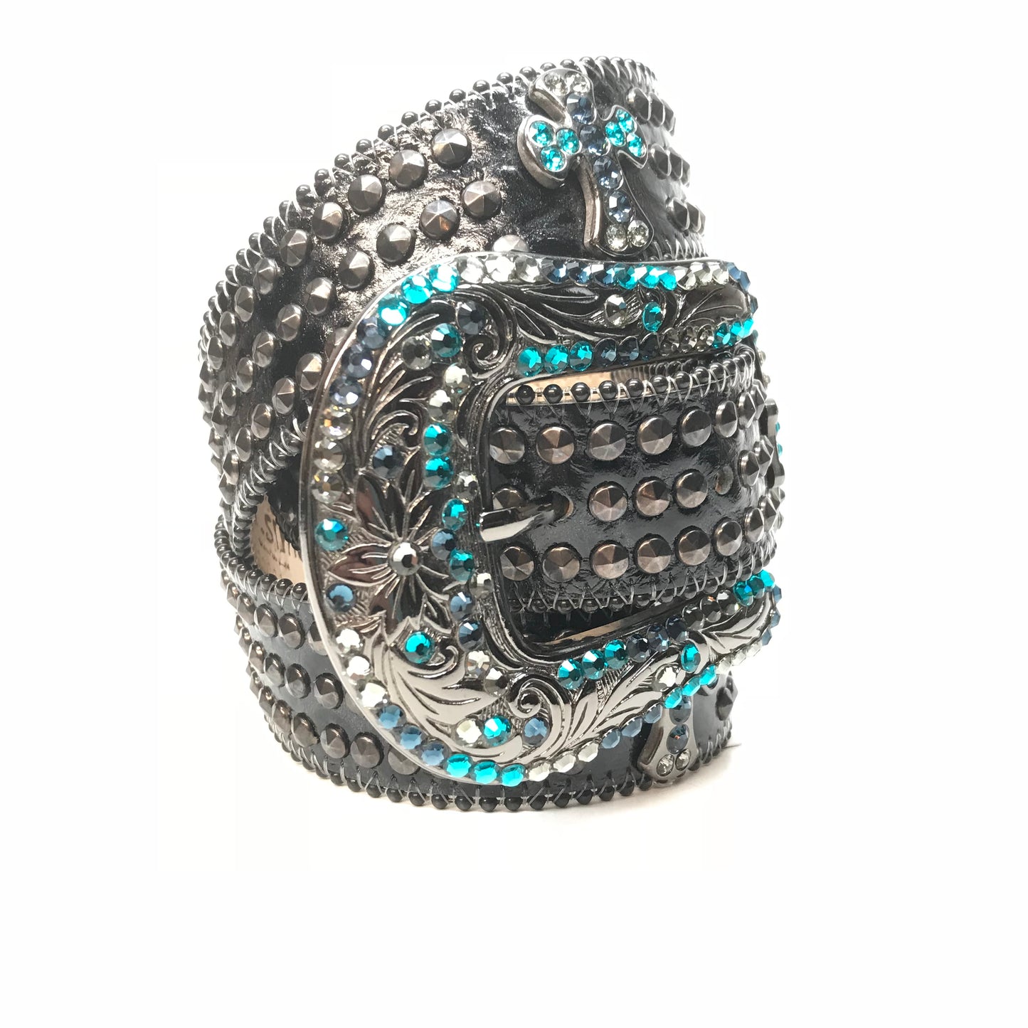 b.b. Simon 'Cross Tripe Studded' Crystal Belt - Dudes Boutique