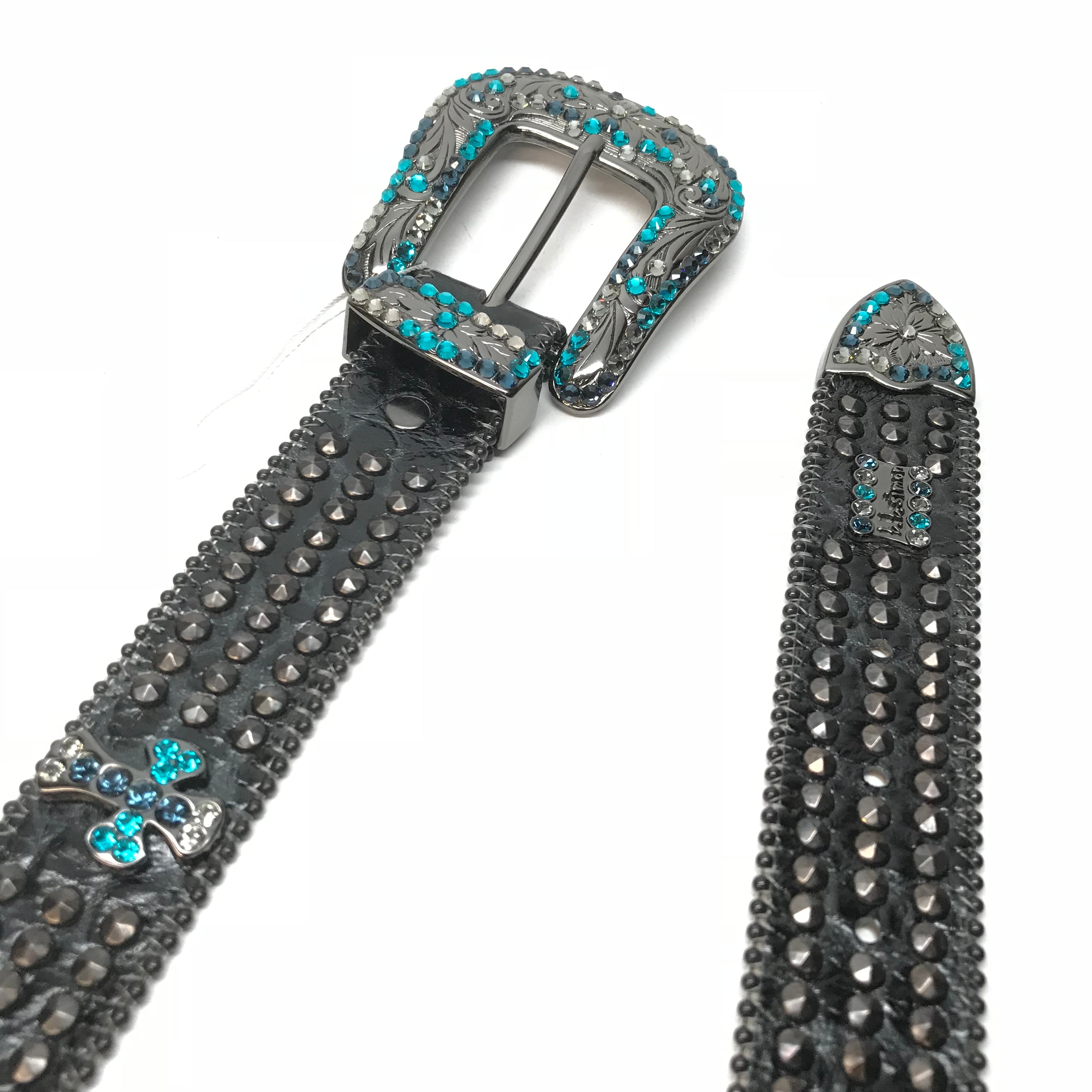 b.b. Simon 'Cross Tripe Studded' Crystal Belt - Dudes Boutique