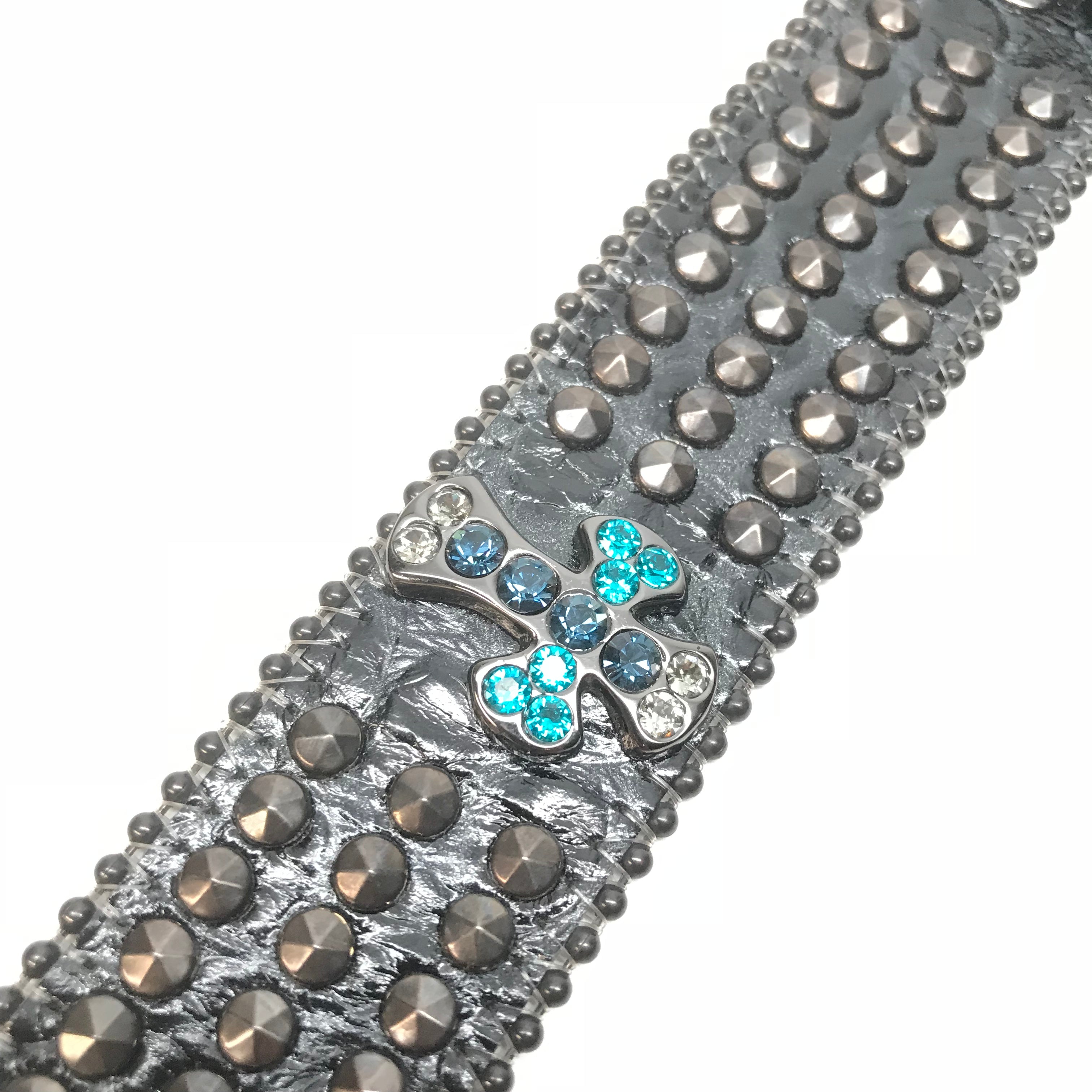 b.b. Simon 'Cross Tripe Studded' Crystal Belt - Dudes Boutique