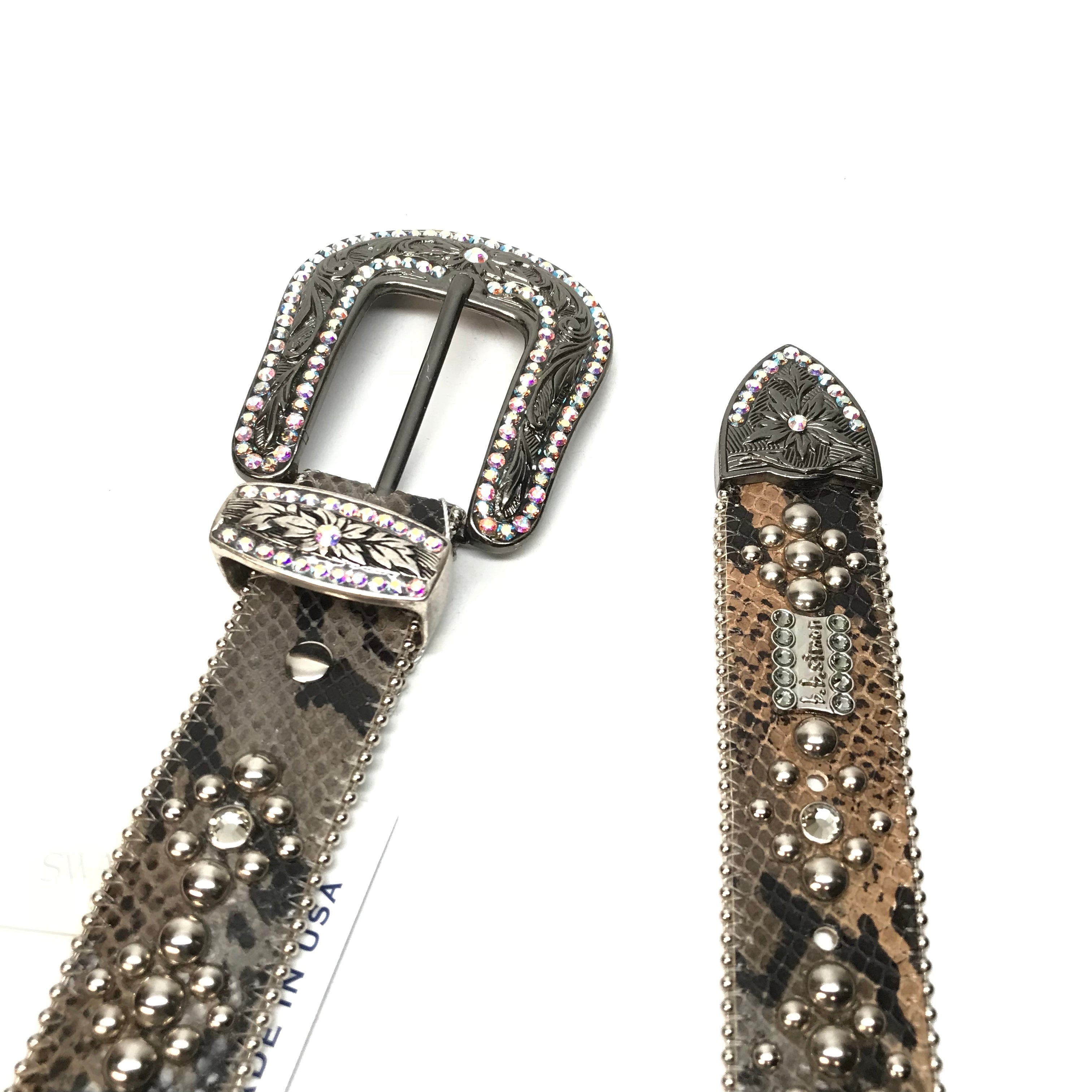 b.b. Simon 'Python Triple Studded' Crystal Belt - Dudes Boutique