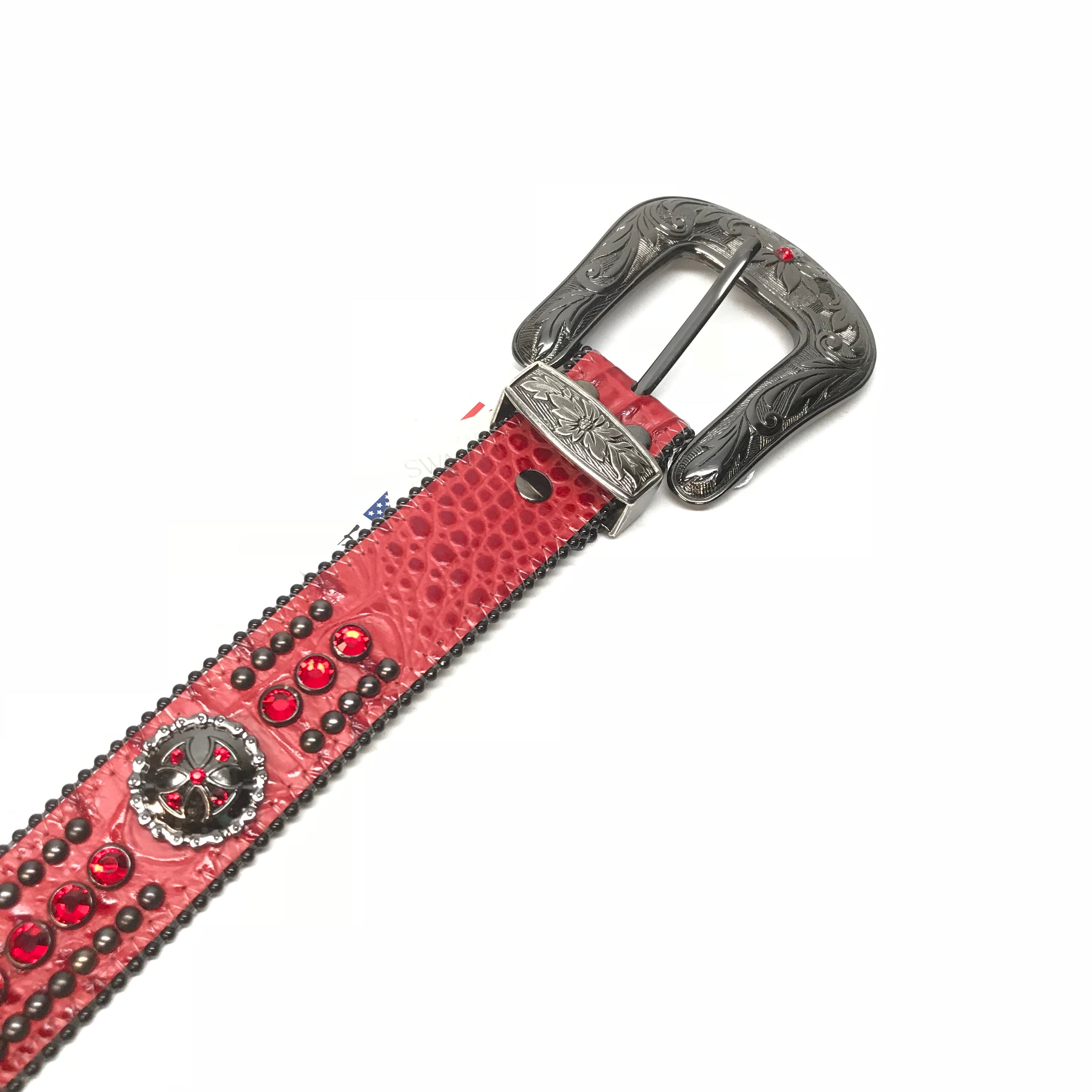 b.b. Simon 'Blood Red Double Studded' Crystal Belt – Dudes Boutique