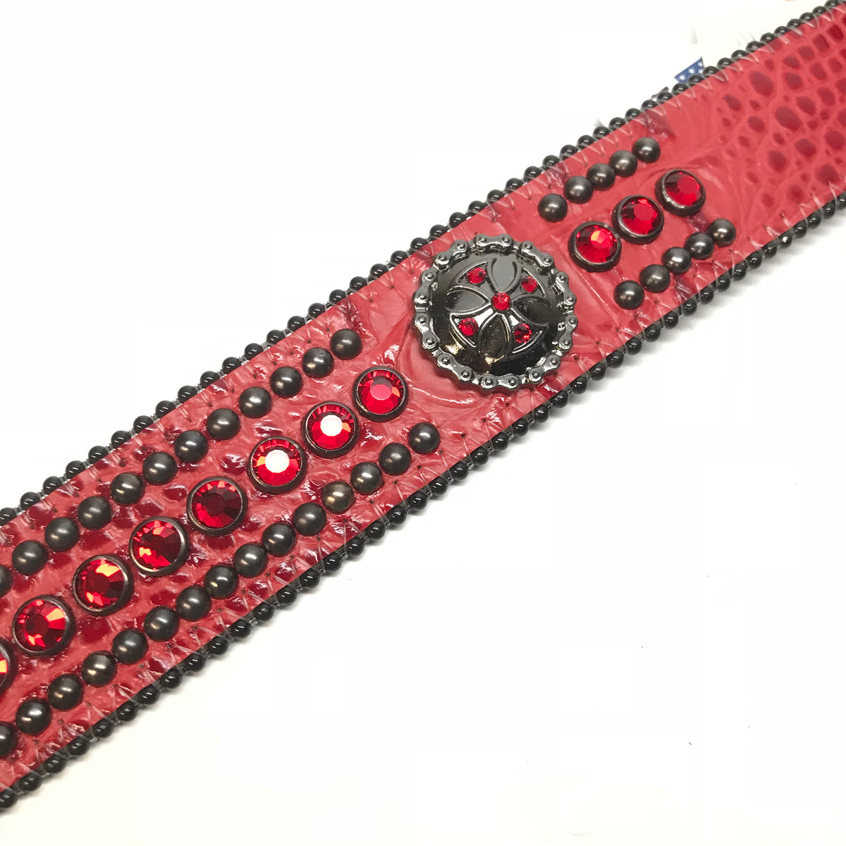 b.b. Simon 'Blood Red Double Studded' Crystal Belt - Dudes Boutique