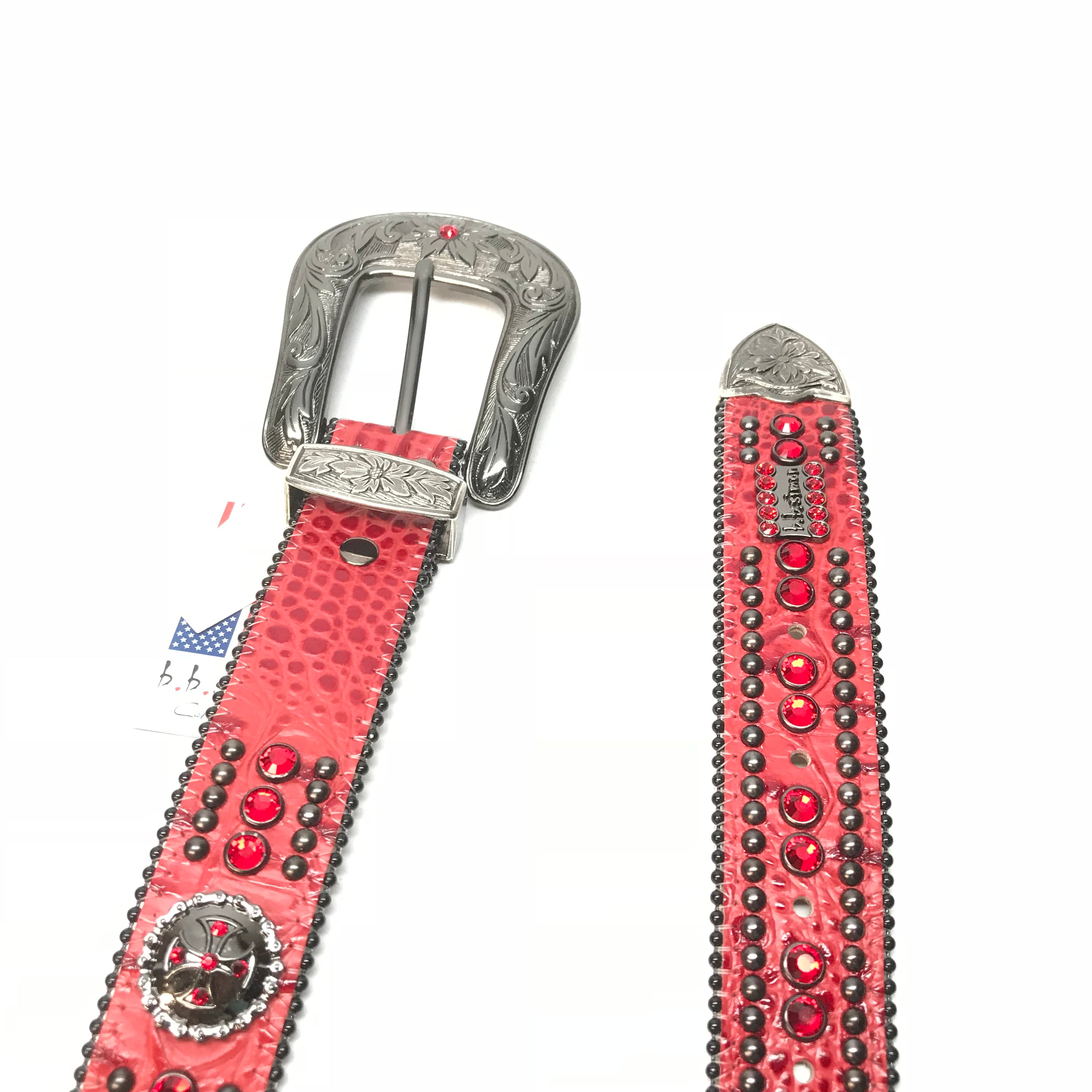 b.b. Simon 'Blood Red Double Studded' Crystal Belt – Dudes Boutique