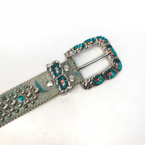 b.b. Simon 'Teal Honeycomb' Crystal Belt - Dudes Boutique