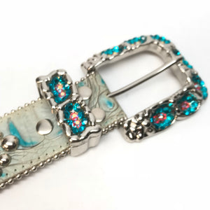 b.b. Simon 'Teal Honeycomb' Crystal Belt - Dudes Boutique