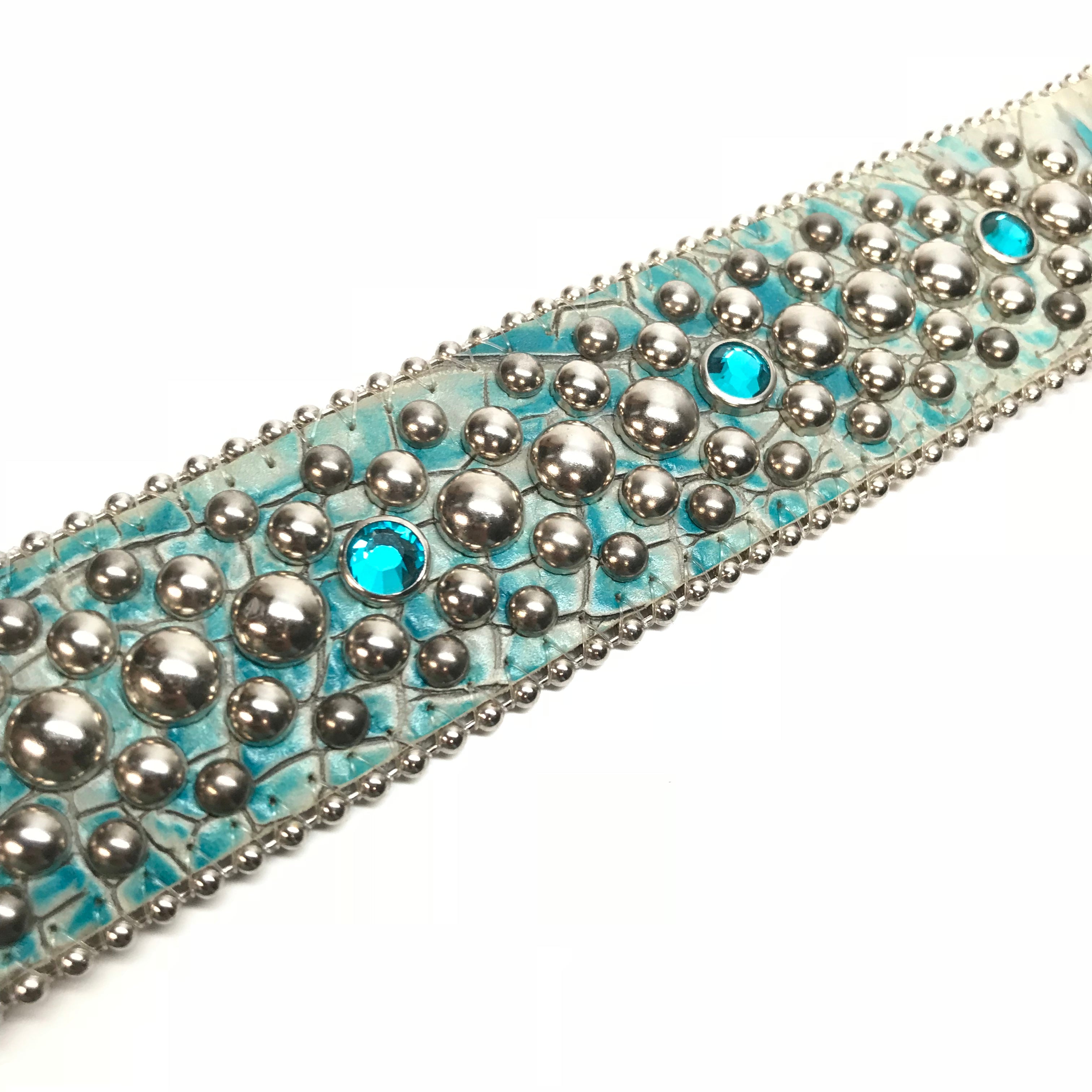 b.b. Simon 'Teal Honeycomb' Crystal Belt - Dudes Boutique