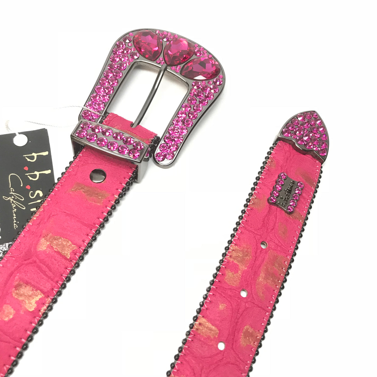 b.b. Simon 'Pink Suede' Swarovski Crystal Belt - Dudes Boutique