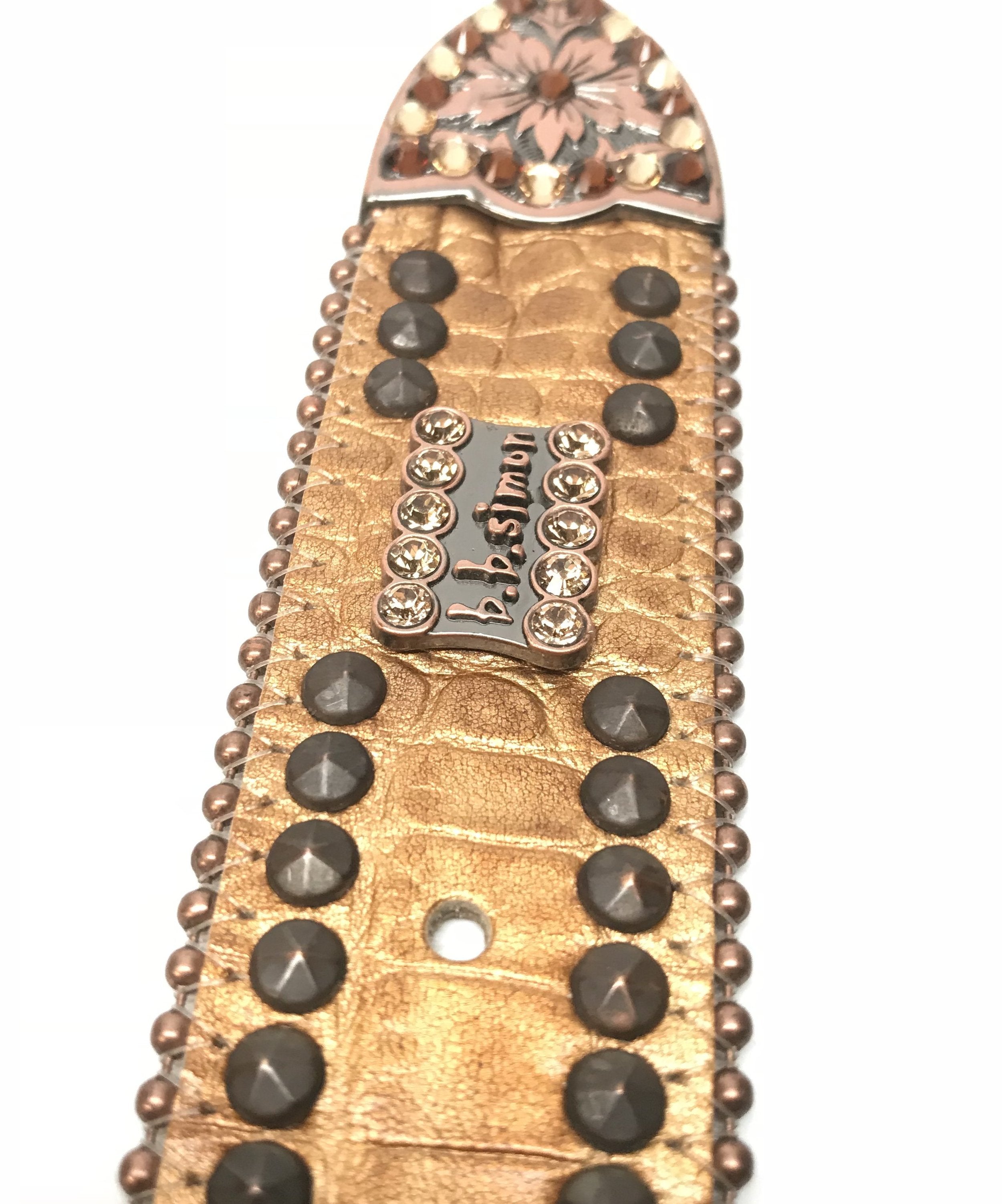 b.b. Simon 'Bronze Double Studded' Crystal Belt - Dudes Boutique