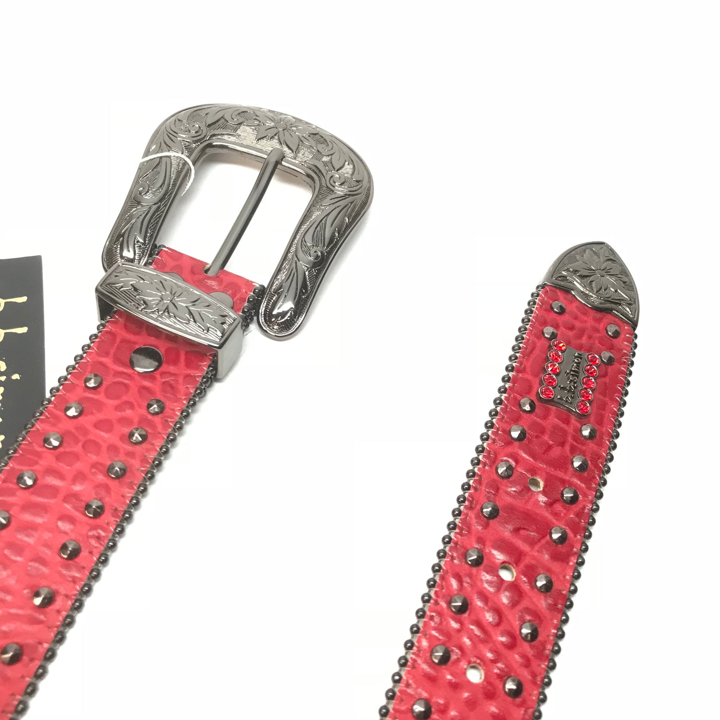 b.b. Simon 'Red Double Studded' Crystal Belt - Dudes Boutique
