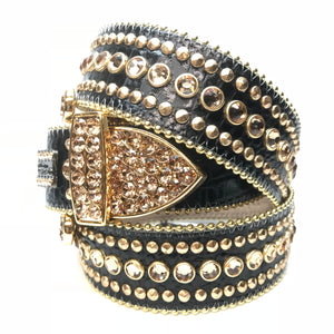 b.b. Simon 'Golden Crown' Double Studded Crystal Belt - Dudes Boutique