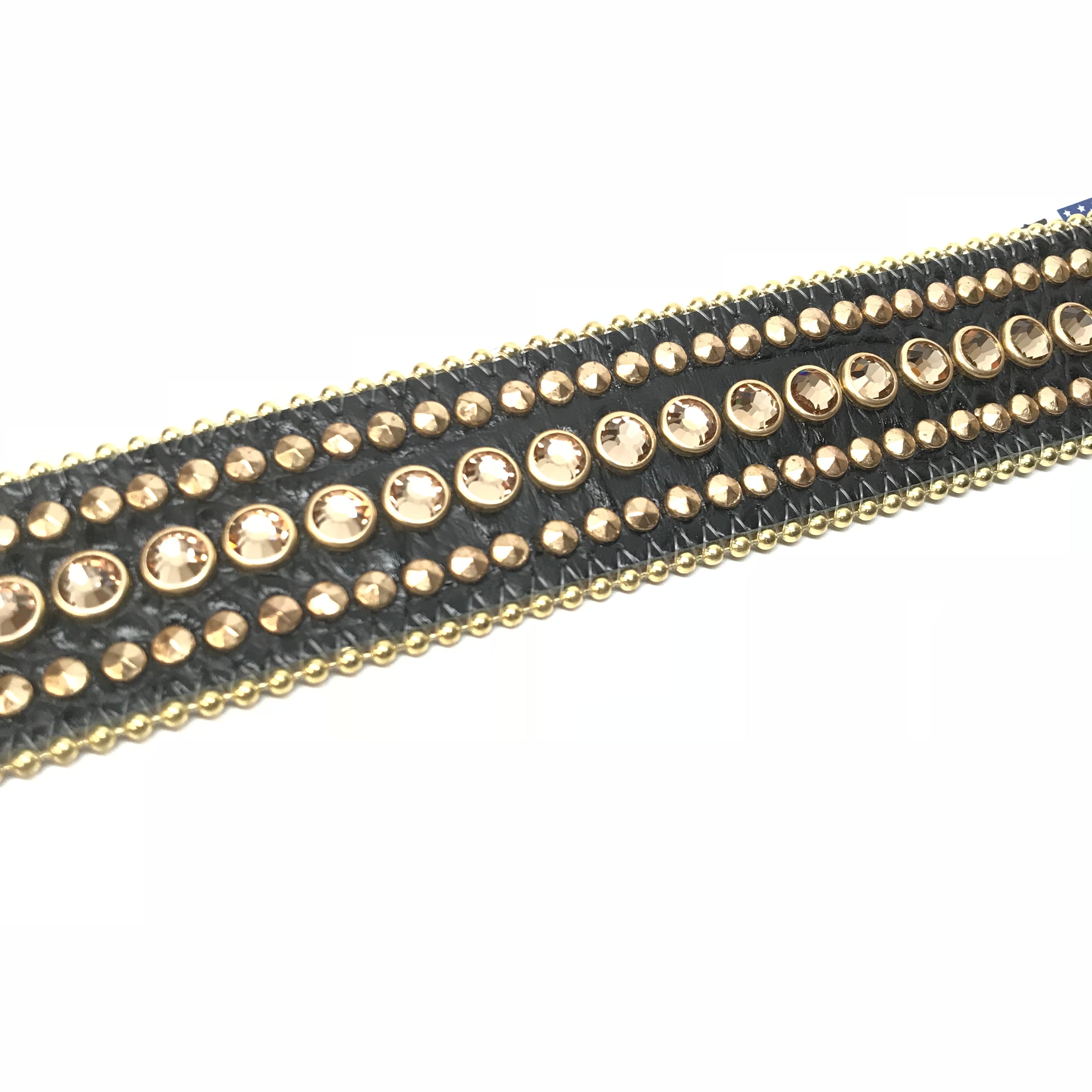 b.b. Simon 'Golden Crown' Double Studded Crystal Belt - Dudes Boutique