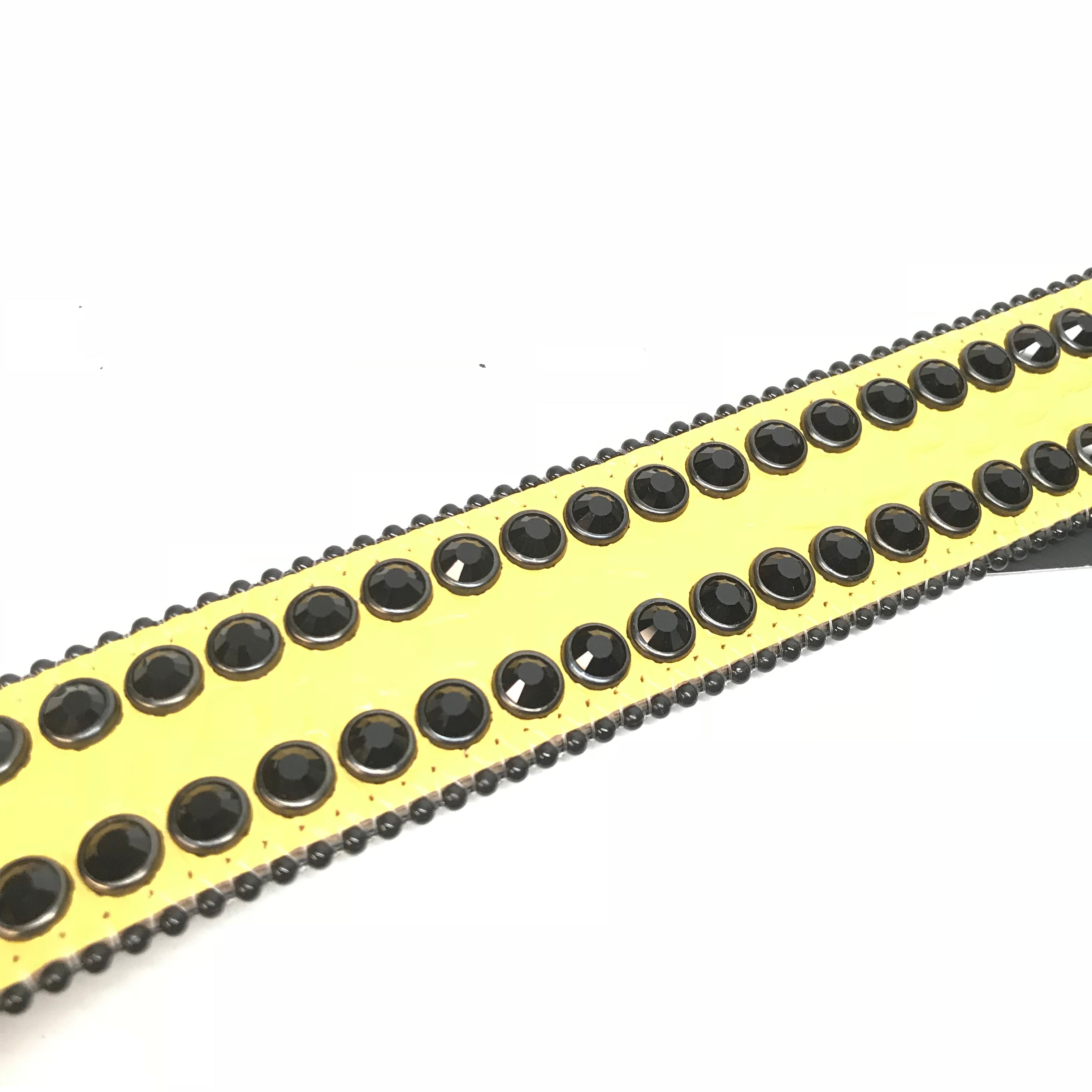 B.b. Simon Double Row Yellow Black Crystal Belt – Dudes Boutique