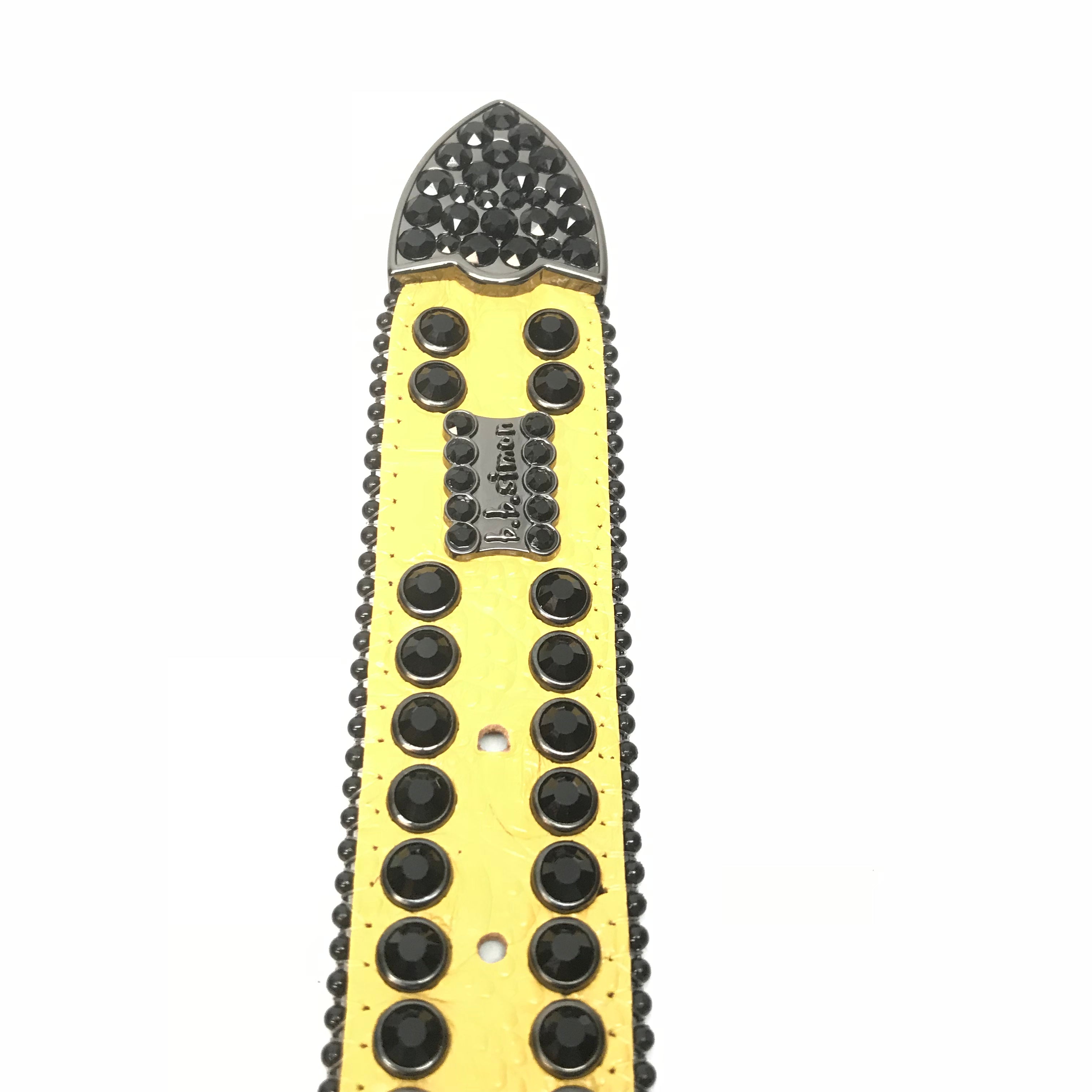 B.b. Simon Double Row Yellow Black Crystal Belt – Dudes Boutique