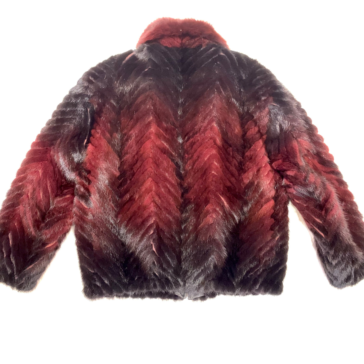Kashani Men's Wine Red Two Tone Mink Tail Fur Coat - Dudes Boutique