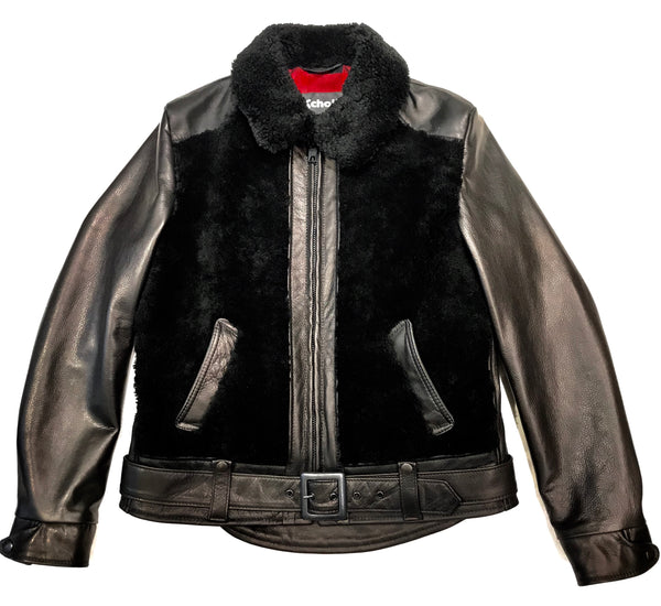 Schott Ladies Black Natural Shearling Jacket - Dudes Boutique