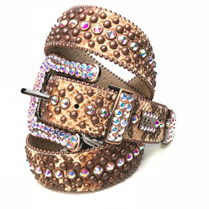 b.b. Simon Rust Iridescent Pirarucu Crystal Belt - Dudes Boutique