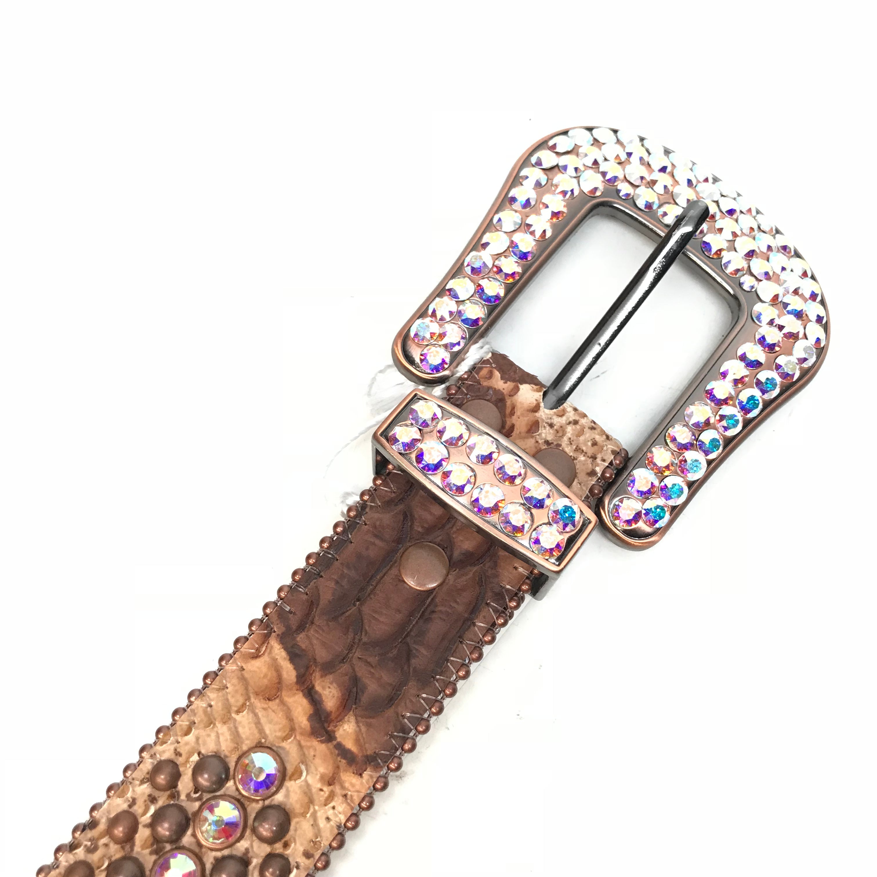 b.b. Simon Rust Iridescent Pirarucu Crystal Belt - Dudes Boutique