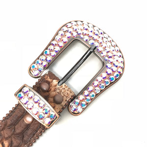 b.b. Simon Rust Iridescent Pirarucu Crystal Belt - Dudes Boutique