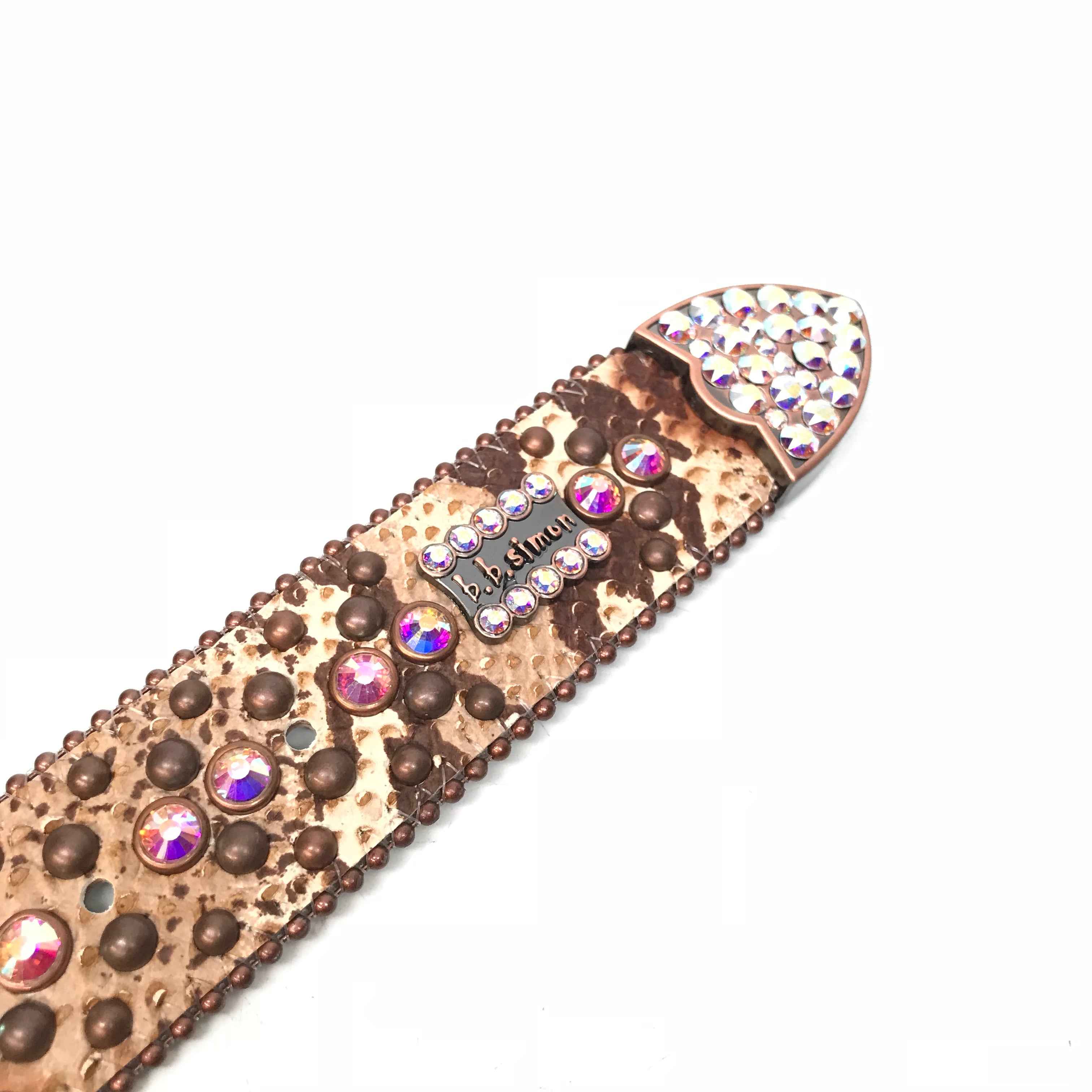 b.b. Simon Rust Iridescent Pirarucu Crystal Belt - Dudes Boutique