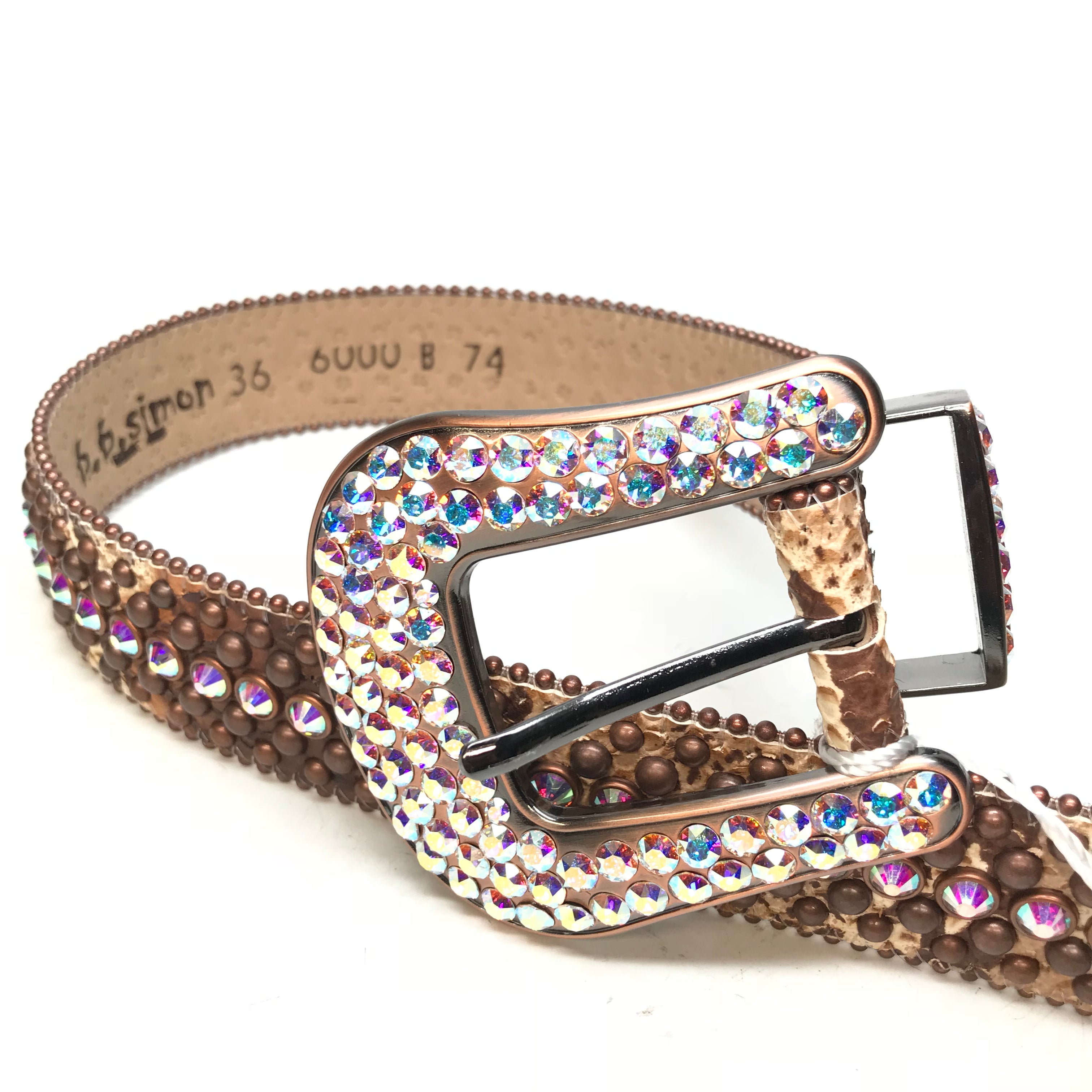 b.b. Simon Rust Iridescent Pirarucu Crystal Belt - Dudes Boutique