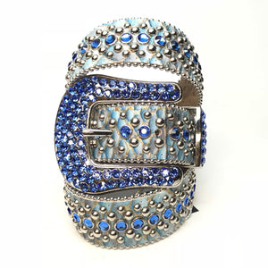 b.b. Simon Sea Blue Pirarucu Crystal Belt - Dudes Boutique