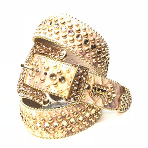 b.b. Simon Dune Gold Pirarucu Crystal Belt - Dudes Boutique